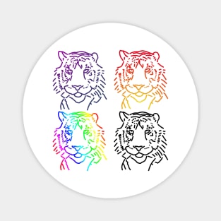 Minimal Tiger Portrait Four Colors Pop Art Magnet